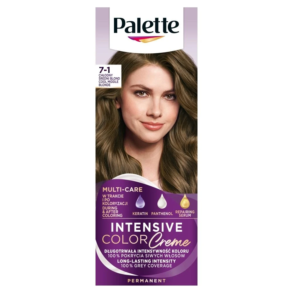 Palette Intensive Color Creme 7-1 Cool Medium Skirtas šviesiems plaukams
