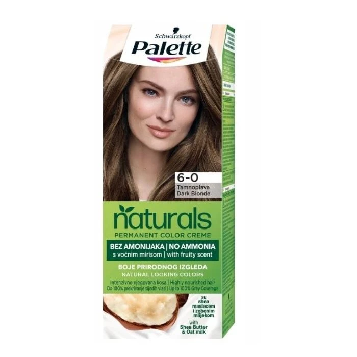 Palette Paletė Permanent Naturals Color Creme 6-0 Dark Skirtas šviesiems plaukams