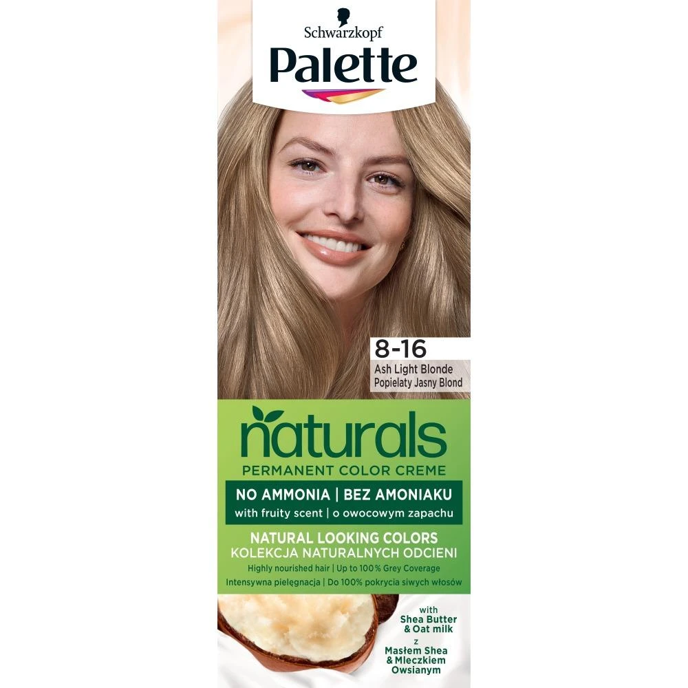 Palette Paletė Permanent Naturals Color Creme 8-16 Ash Light Skirtas šviesiems plaukams