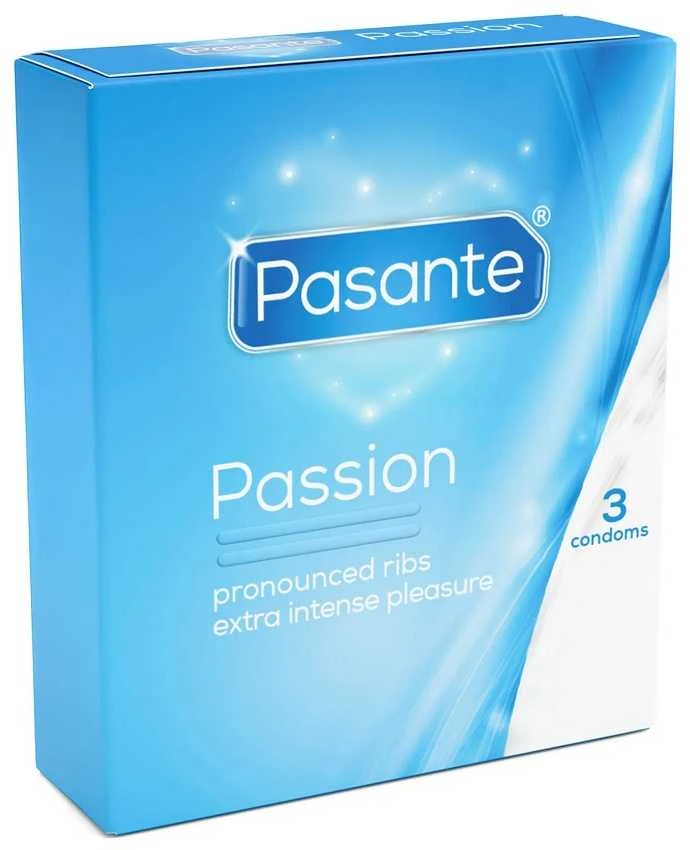 Pasante Healthcare „Pasante“ briaunoti/„Passion“ prezervatyvai, 3 vnt.