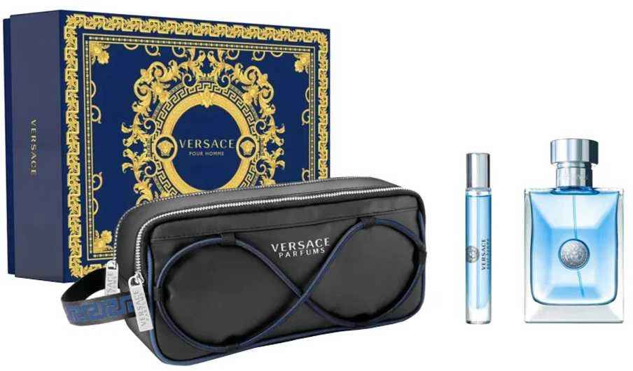 Versace Pour Homme EDT rinkinys vyrams (EDT 100 ml + EDT 10 ml + Kosmetinis krepšelis)