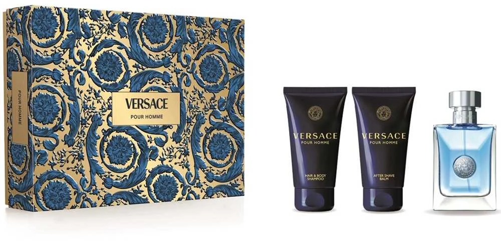 Versace Pour Homme rinkinys vyrams (EDT, 50 ml + dušo želė, 50 ml + balzamas po skutimosi, 50 ml)