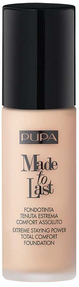 „Pupa Made To Last“ skystas makiažo pagrindas be parabenų, ilgai išliekantis makiažo pagrindas „020 Light“, 30 ml