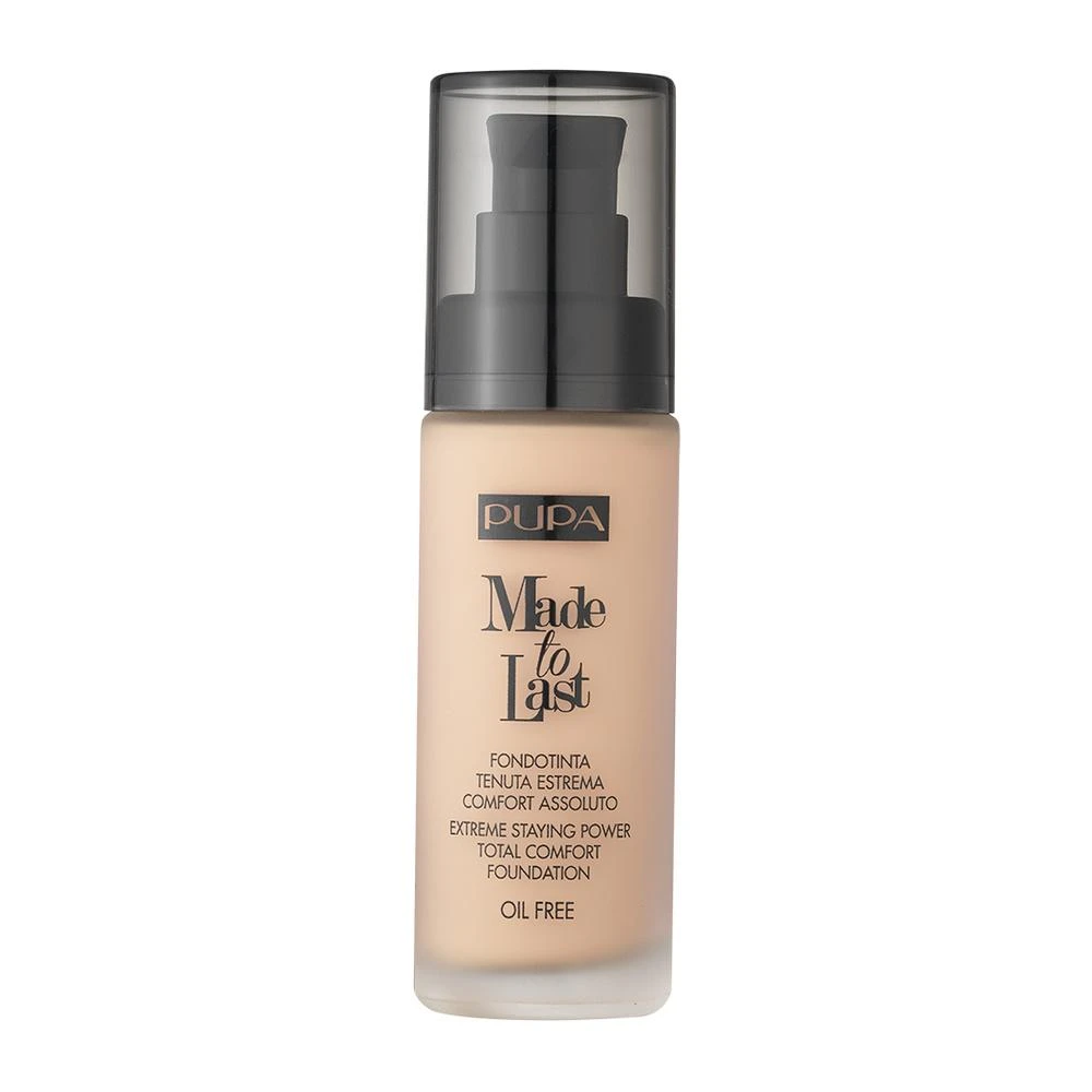 „Pupa Made To Last“ skystas makiažo pagrindas be parabenų, ilgai išliekantis makiažo pagrindas „020 Light“, 30 ml