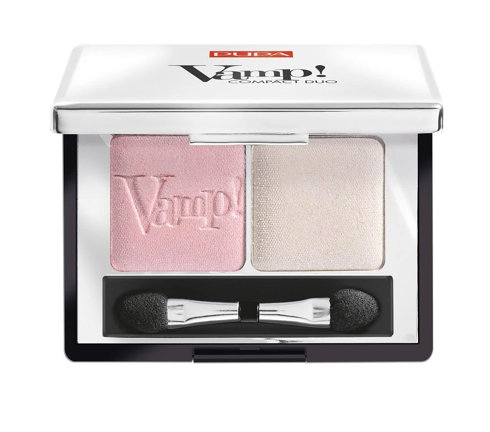 Pupa Milano Pupa Vamp! Compact Duo Eyeshadow akių šešėliai, atspalvis: 001 Rose Perlage, 2.2 g