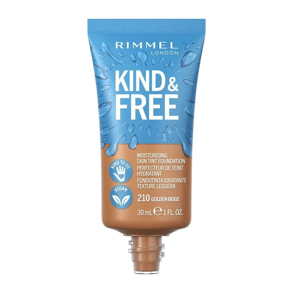 Rimmel London Kind and Free Skin Tint makiažo pagrindas 210-Golden rusvai gelsvas