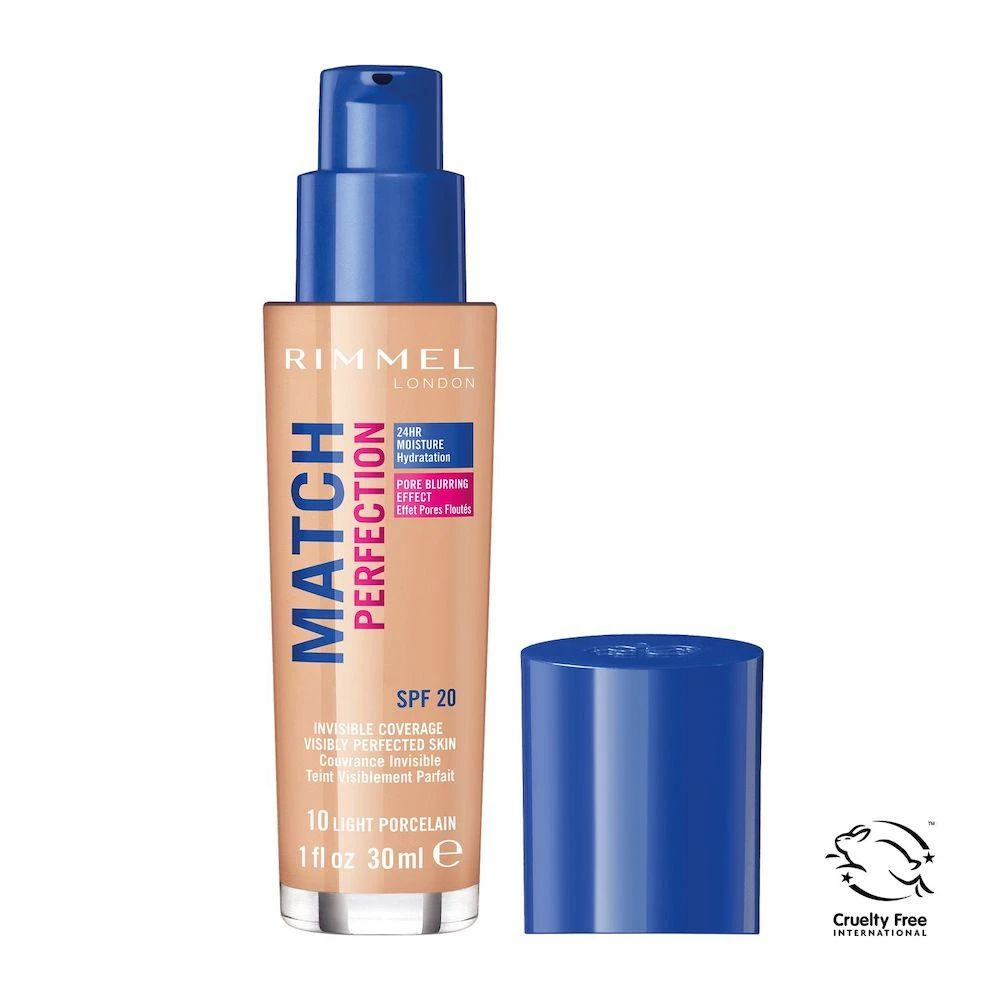 Rimmel London Match Perfection SPF20 makiažo pagrindas Moterims 30 ml, Light Porcelain 10- Cool