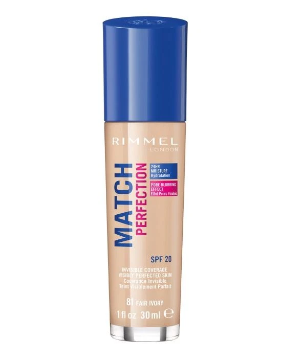 Rimmel London Match Perfection 24HR SPF20 Foundation 081 Fair Ivory, 30 ml