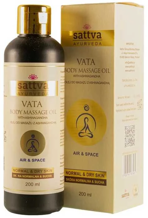Masažo aliejus sausai ir brandžiai odai Vata, Sattva Ayurveda, 200ml