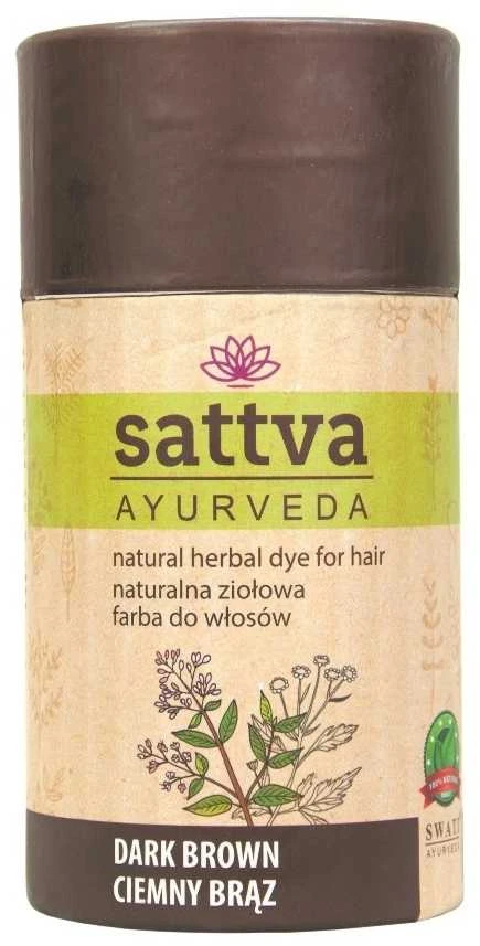Augaliniai tamsiai rudi plaukų dažai Dark Brown, Sattva Ayurveda, 150g