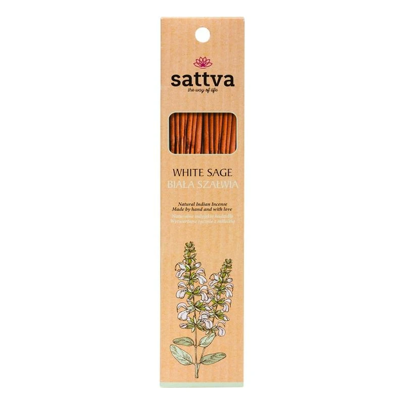 Smilkalų lazdelės Baltas Sage, Sattva Ayurveda, 15 vnt.