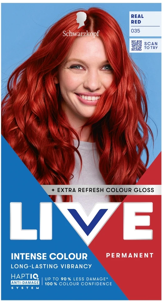L'Oreal Schwarzkopf Live Intense Color plaukų dažai 035 Real Raudona
