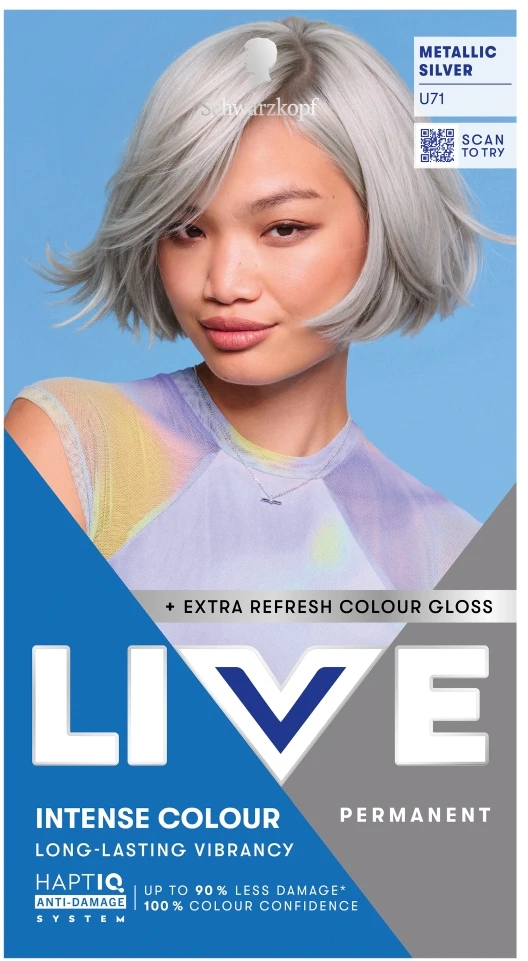 Schwarzkopf „Live Intense Colour“ plaukų dažai U71 Metallic Sidabrinis