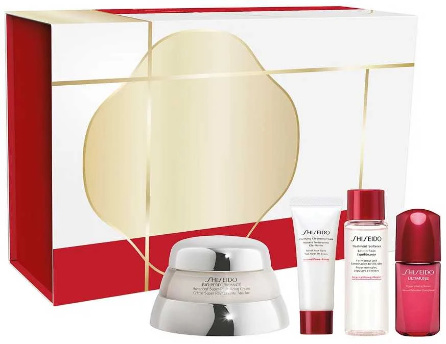„Shiseido Time Fighting Ritual“ kompleksinis senėjimą stabdantis kremas 50 ml + valomosios putos 5 ml + veido losjonas 7 ml + senėjimą stabdantis serumas 10 ml