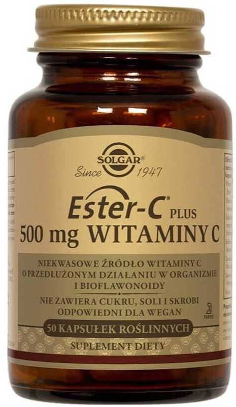 "Solgar Ester-C Plus" 500 mg vitamino C augalinės kapsulės - 50 vnt. pakuotėje