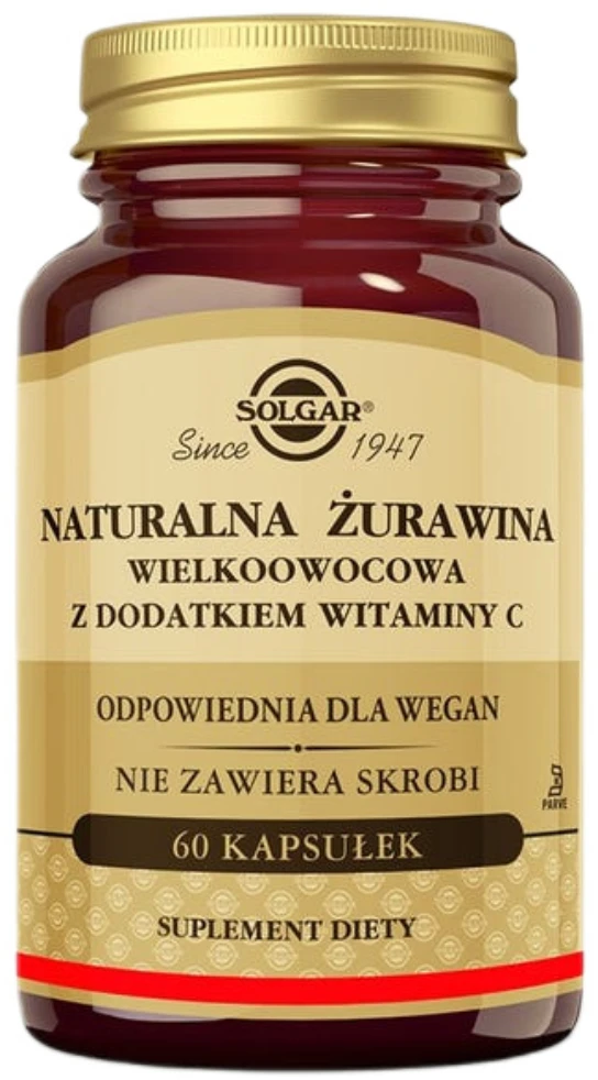 Solgar Natūralios spanguolės su vitaminu C, augalinės kapsulės - 60 vnt