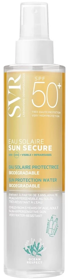 Svr Sun Secure SPF 50+ Solar Vanduo purškiamas dvifazis veido ir kūno vanduo nuo saulės, 200 ml