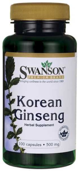 Korėjos ženšenis Korean Ginseng, Swanson, 500mg, 100 kapsulių