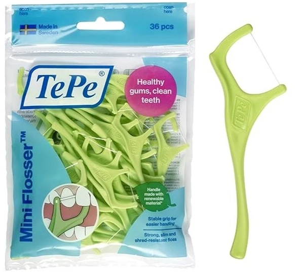 TePe Mini Flosser tarpdančių valiklis su dantų siūlu, 36 vnt.