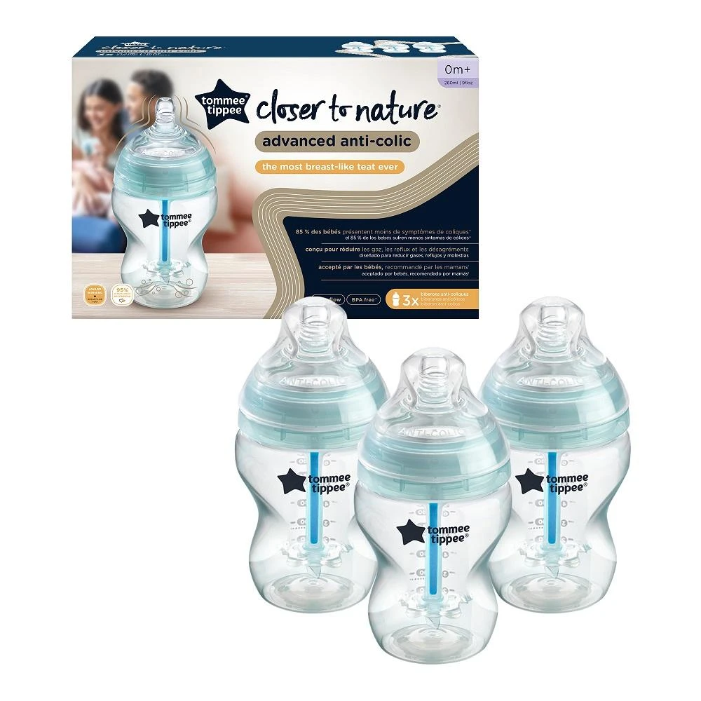 Tommee Tippee TOMMEE TIPPE buteliukas ADVANCED ANTI-COLIC, 260 ml, 3 vnt., 422746