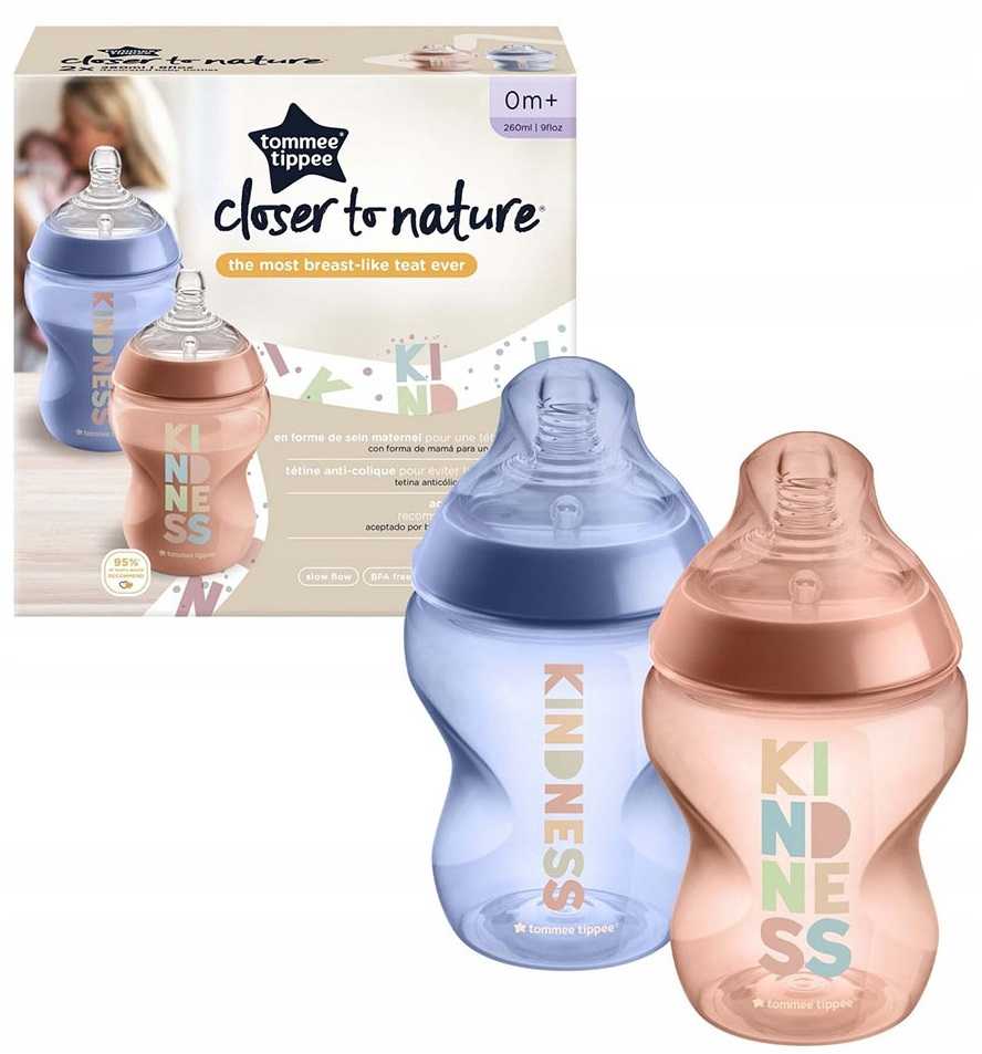 TOMMEE TIPPEE Natural Start buteliukas CLOSER TO NATURE,su sterilizavimo funkcija 260 ml, 0 m+, 2 vnt., 42255005