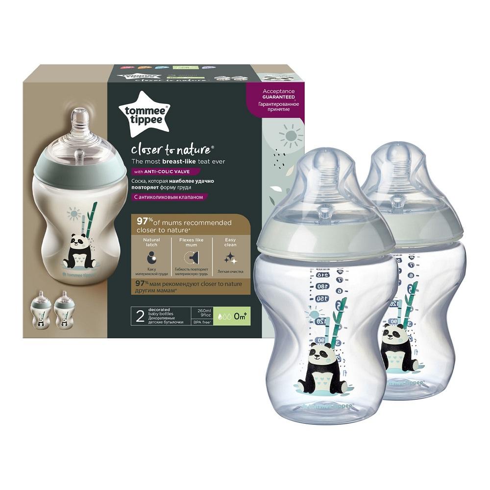 TOMMEE TIPPEE Natural Start buteliukas CLOSER TO NATURE,su sterilizavimo funkcija 260 ml, 0 m+, 2 vnt., 42255005