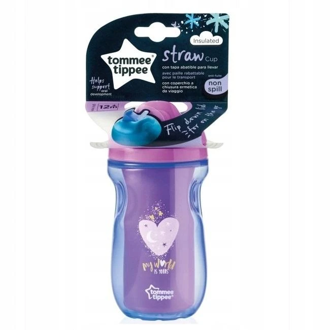 Tommee Tippee TT 44702451 Vandens butelis su šiaudeliu Girl 260ml 12+