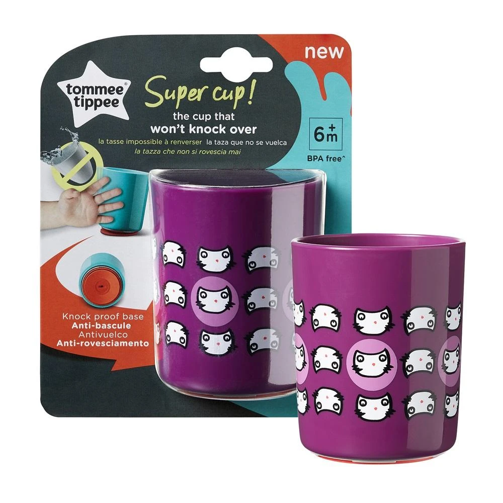 Tommee Tippee TT 44720111 SUPER CUP 190 ml 6+ violetinė SPECIALUS PASIŪLYMAS 1 + 1 puodelis 300 ml nemokamai