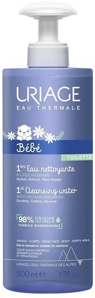 Uriage Bebé First Cleansing Vanduo prausiklis kūdikiams, 500 ml