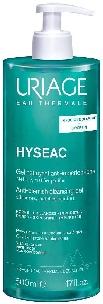 Uriage Hyseac Anti-Blemish Cleansing Gel valomasis veido gelis riebiai odai, 500 ml