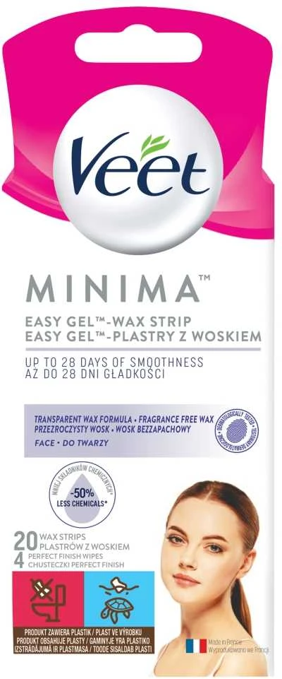 Veet Minima vaško juostelės veidui, pakuotė 20 vnt