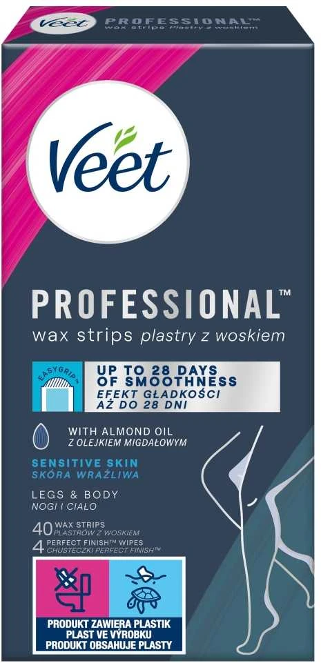 Veet Professional Wax Strips Depiliacinė priemonė moterims, 40 vnt