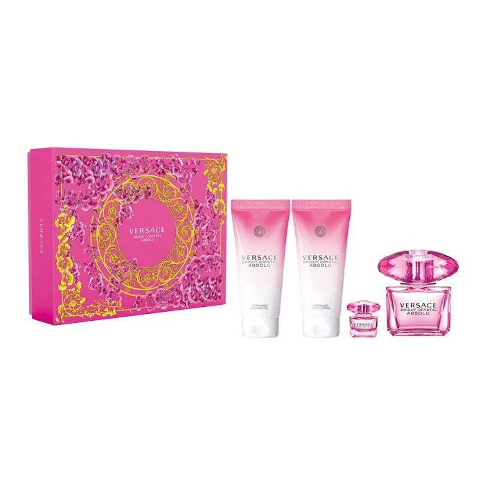 Versace Bright Crystal Absolu EDP rinkinys moterims (EDP, 90 ml + parfumuota dušo želė, 100 ml + parfumuotas kūno losjonas, 100 ml + EDP, 5 ml)