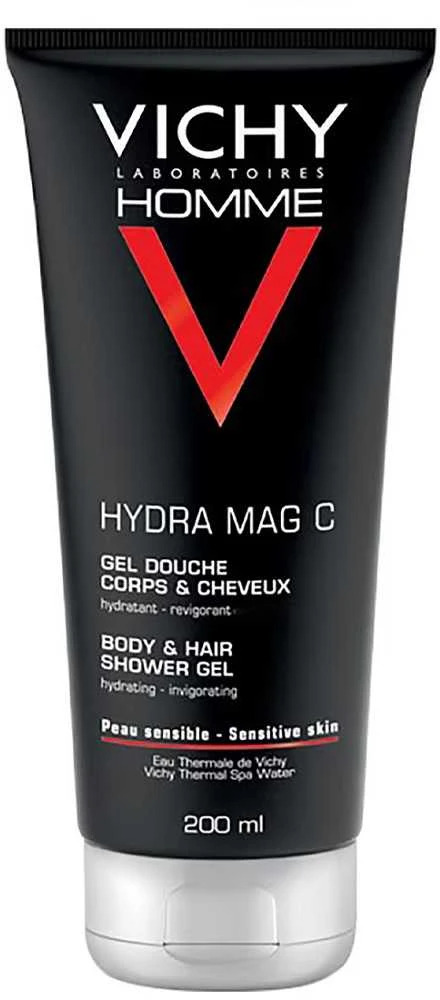 Vichy Homme Hydra Mag C Dušo želė Body And Hair dušo gelis vyrams kūnui ir plaukams, 200 ml