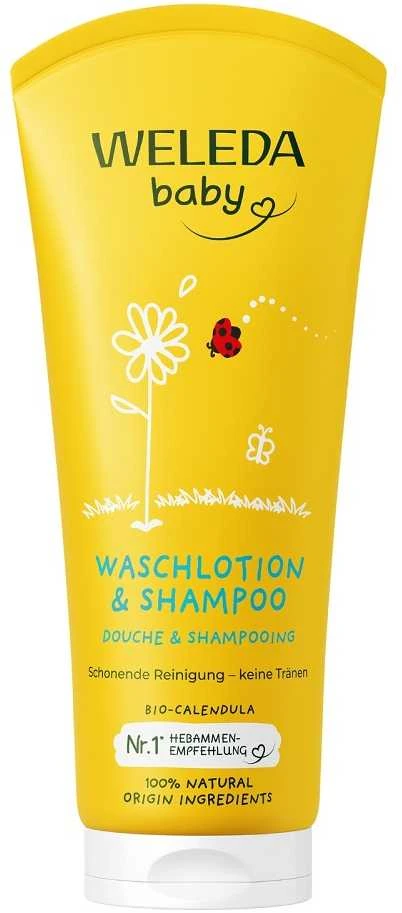 Weleda Baby Calendula Šampūnas And Kūno prausiklis Prausiamasis balzamas kūnui ir plaukams 200ml