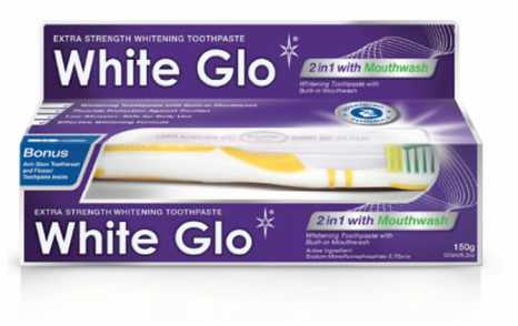 White Glo Baltas Glo Baltas Glo 2 viename su burnos skalavimo skysčiu, 100 ml