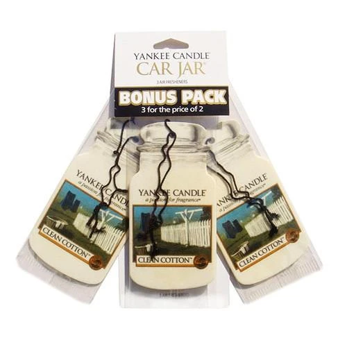 Yankee Candle Clean Cotton Car Jar trio pakuotė