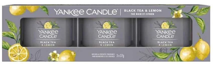 Yankee Candle Yankee žvakė su užpilu „Juodas arbata ir citrina“, 3 x 37 g