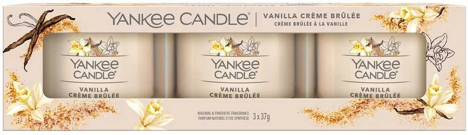 Yankee Candle Yankee žvakė su vaniliniu kremu brulee, 3 x 37 g