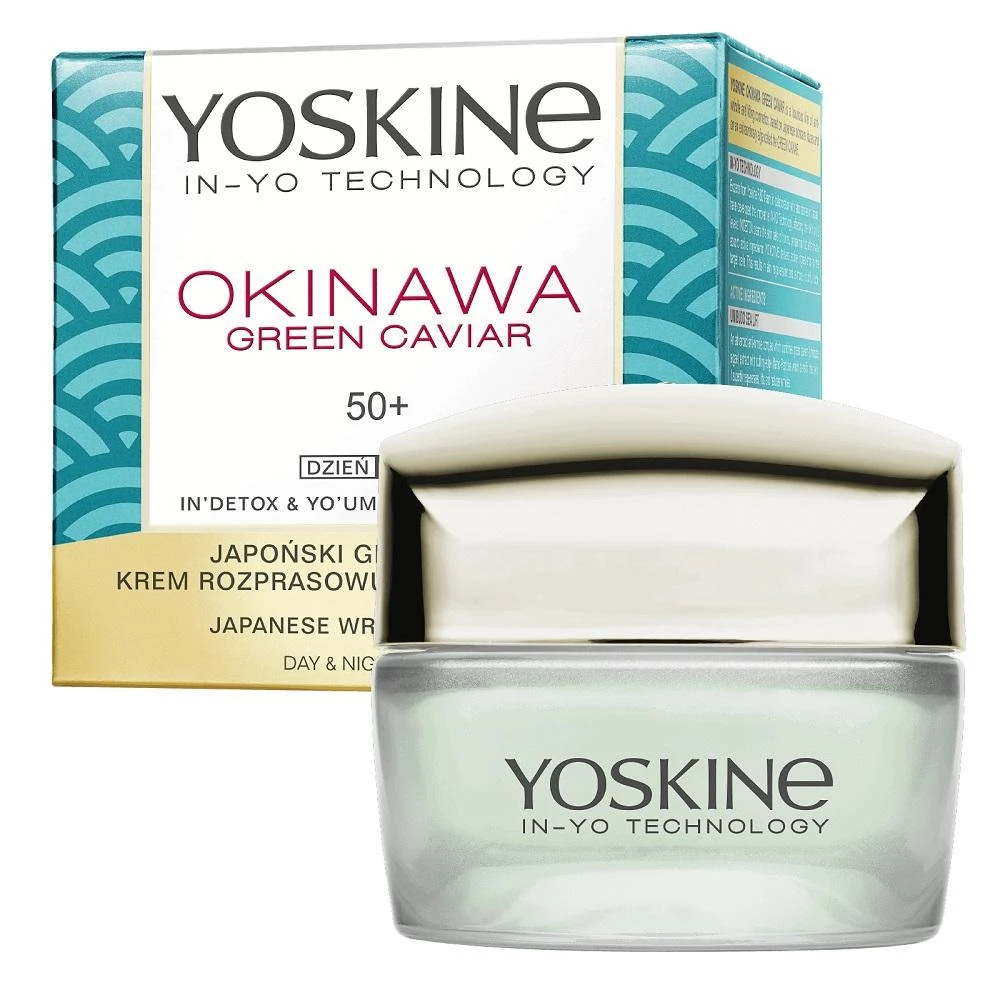 Yoskine Okinawa Žalias Caviar Glow Lifting Face Kreminis raukšles lyginantis veido kremas, 50 ml