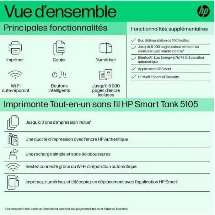 Hewlett Packard (HP) Daugiakampis spausdintuvas - HP Smart Tank 5105 Visapusiškas rašalinis spausdintuvas, mobilus spausdinimas