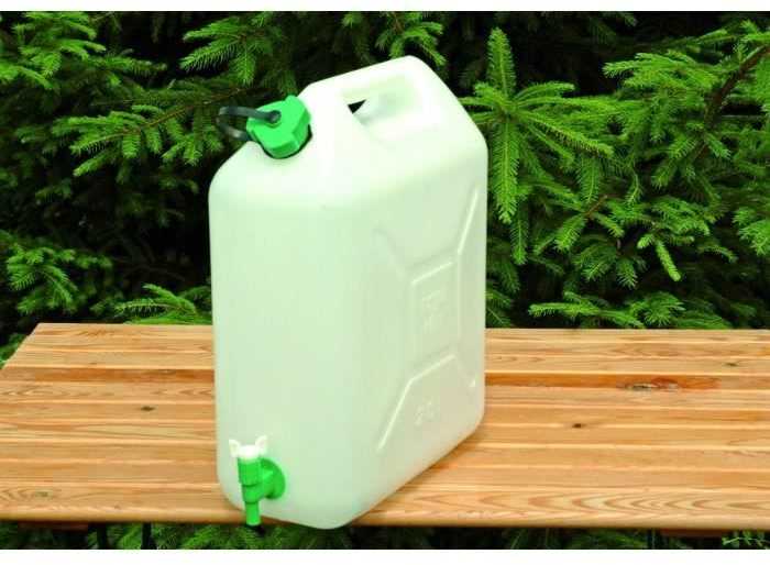 Vilde Jerrycan extra-fort - [MARQUE] - su švaraus vandens kraneliu 5 litrai - Balta ir žalia - Kemperis
