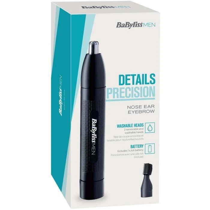 Sveikata ir asmeninė priežiūra - BaByliss Men Nosies Ir Ausų Žoliapjovė E652E, Plaunamos Priedai, Juoda