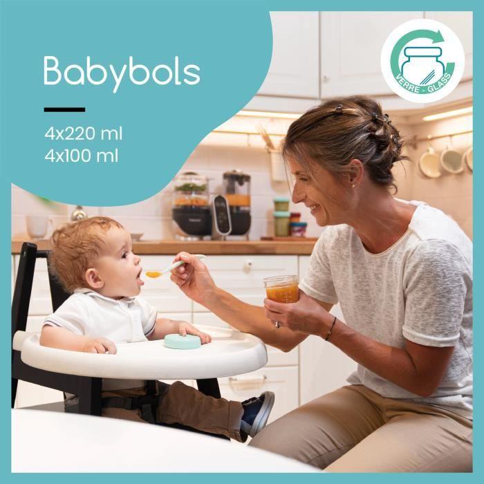 Babymoov - stiklinių Babybols rinkinys - 4 x 120 ml + 4 x 240 ml + receptų knyga