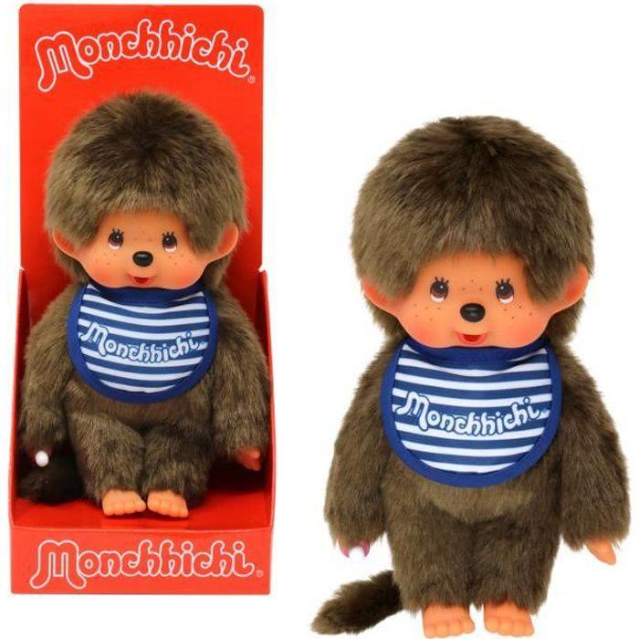 BANDAI Monchhichi Plüschtier 20cm - Ikonischer 80er Jahre Affe Mit Blumenschürze