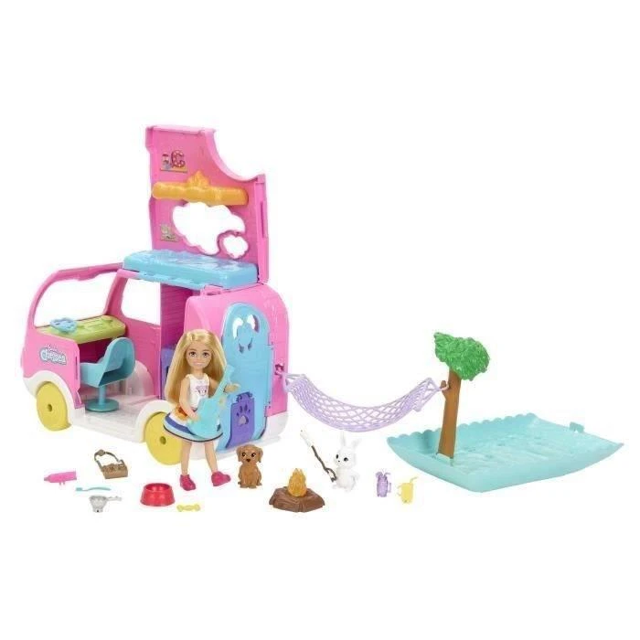 Barbie Barbės kemperis „Chelsea Mini Doll“ + Gyvūnų aksesuarai HNH90 ZA5091