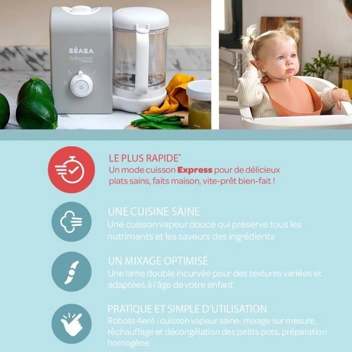 Beaba Babycook Express trintuvas-garintuvas, pilkas (Velvet pilkas)