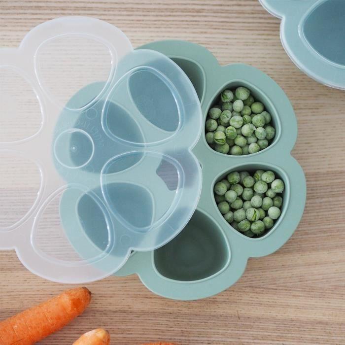 BEABA SILIKONINIS KŪDIKIO MAISTO KONTEINERIS MULTIPORTIONS 6x90 ML SAGE Žalias