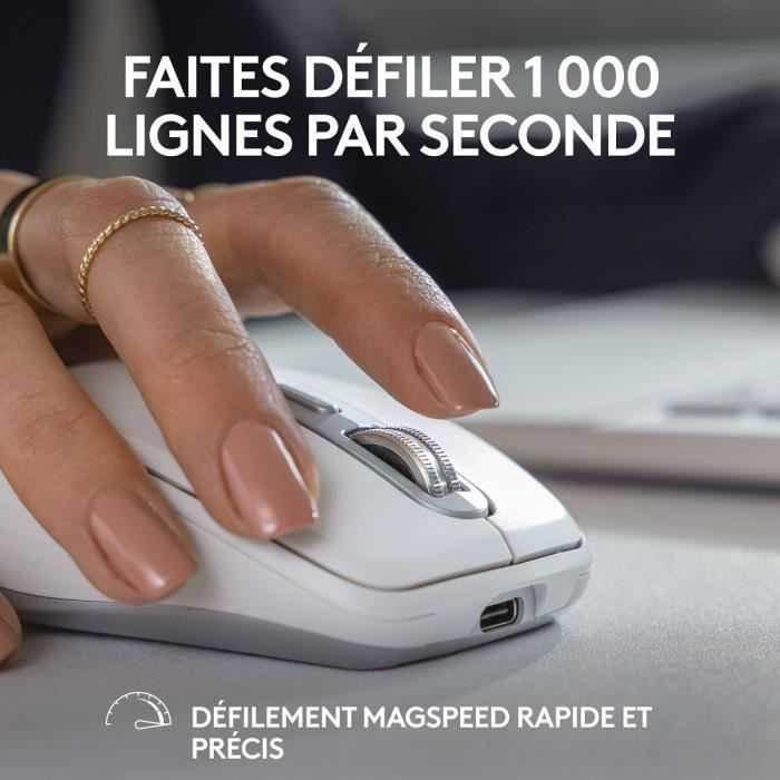 Belaidė pelė Logitech MX Anywhere 3S - RF belaidė + Bluetooth, lazerinis, 8000 DPI, Pale Pilkas (Baltas)