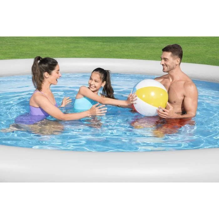 Bestway® Fast Set™ antžeminio baseino komplektas su filtravimo siurbliu Ø 457 x 84 cm, rotango išvaizdos (skalūno pilka), apvalus